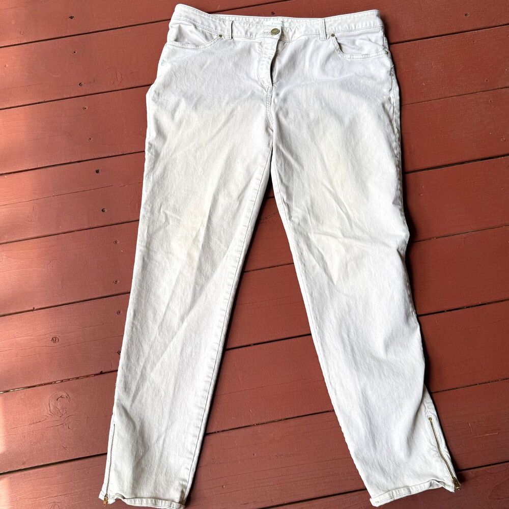 Chico's Cream Color Straight Leg Soft Brush Denim Sz 2